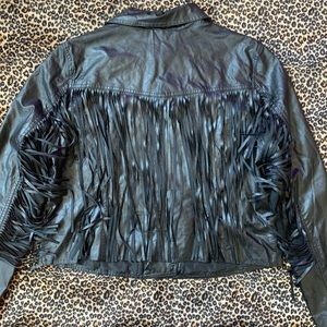 Vegan leather fringe moto jacket